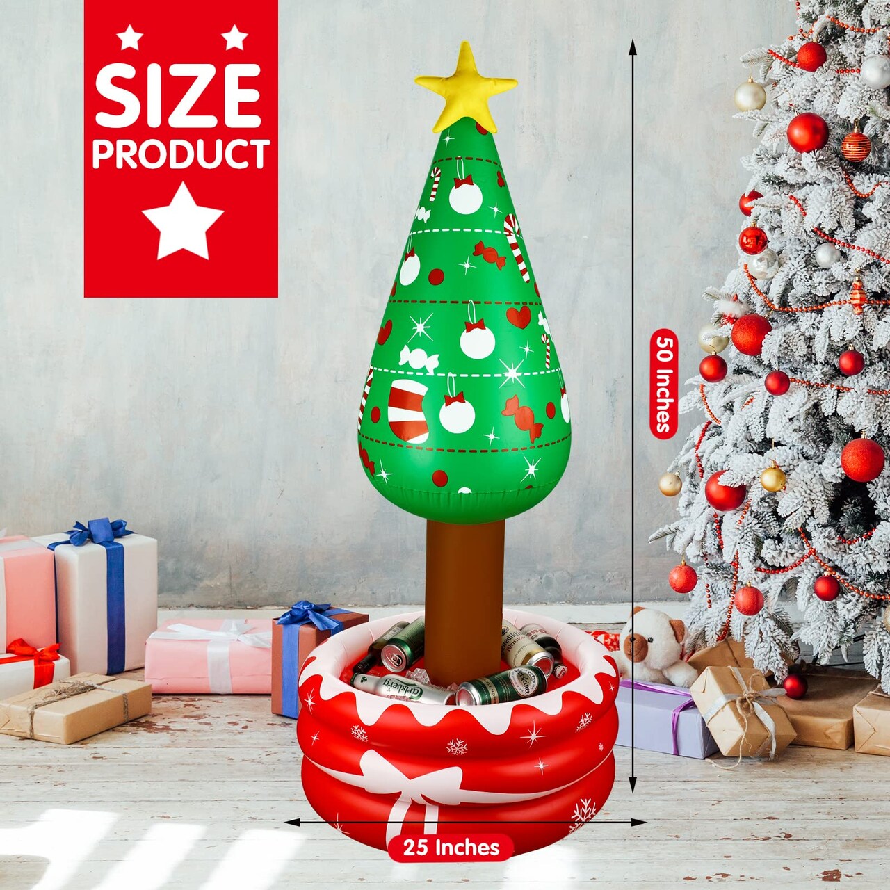 Inflatable Christmas Tree Hot Cocoa Mug Coolers Drink Beverage Inflatable Cooler Christmas Decorations Party Supplies for Home Office Holiday Winter Party Decorations (Tree)